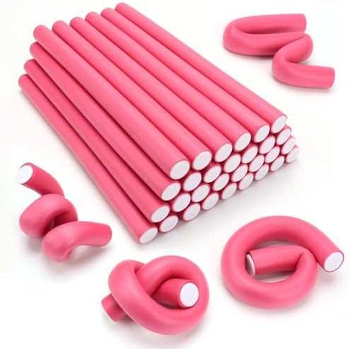 30 Pcs Heatless Hair Curlers 9.45 x 0.7 Inch Flexible Curling Rods Soft Foam Rollers No Heat Bendable Hair Rods Roller for Women Short Medium Long Hair, Sleep-In (Random Color) by AIDUCHO