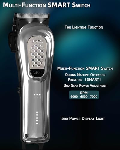 TCMKY Hair Clippers for Men Cordless&Corded Barber Clippers for Hair Cutting & Grooming Professional Hair Trimmer for Men Rechargeable Hair Trimmer Kit for Household (Silvery) - Image 2
