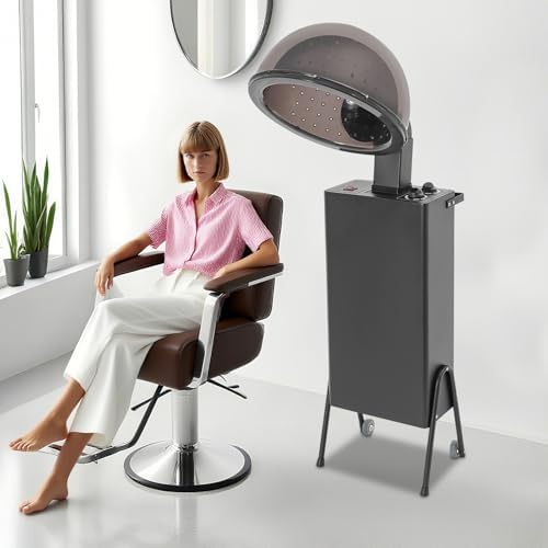Hooded Conditioning Hair Dryer 1200W with Stand, 60-Minute Timer, 3-Setting Temperature Adjustable, Angle & Height Adjustable Downdraft Hood for Hair Salons, Spas, Beauty Salons, and Homes by Unknown