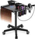 TASALON Black Salon Rolling Tray Cart on Wheels, Portable Braiding Hair Rack with Magnetic Hair Dye Bowls, Heat-Resistant Tool Rack for Salon Storage, Rolling Tool Cart & Hairstylist Station Organizer by TASALON
