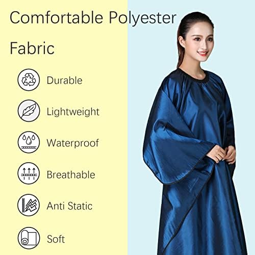 Barber Hair Cutting Cape with Adjustable Neckline 55" x 63" Blue - Image 3