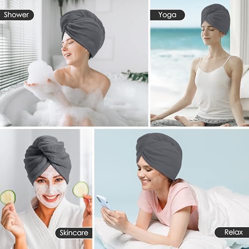TENSTARS Hair Towel Wrap for All Hair Types, 5 Pack Microfiber Turban - Image 6