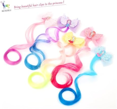 5- Colored Hair Clips For Girls Hair Extensions For Kids Glitter Cute Unicorn Bows For Toddler Kids Hair Accessories For Little Girls Ponytails Accessories (Pretty clips 5pcs) - Image 2