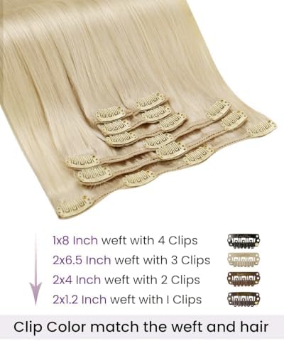 LaaVoo Hair Extensions Clip Ins, Silky Straight, 20 Inch - Image 2