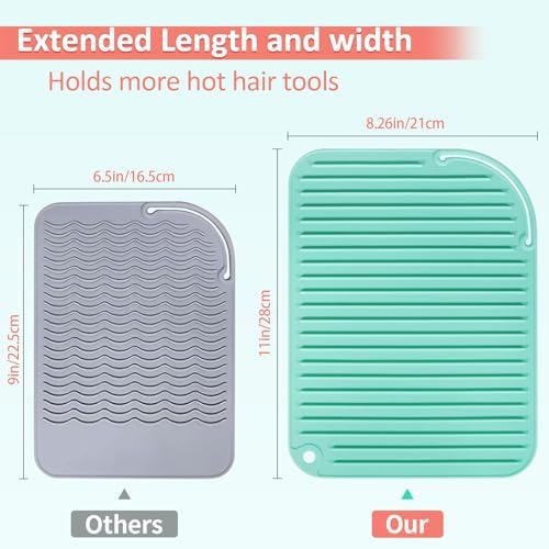 2 Pack Heat Resistant Mat Large Silicone Hot Hair Tools Holder for Curling Irons Flat Iron Hair Styling Tools Mat Portable Vanity Pad - Image 5