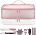 Travel Hair Dryer Case for Shark Glam, Portable Hair Tools Bag for Shark FlexFusion, Double-Layer Carrying Case for FlexStyle Blow Dryer, Silki Straightener & Glossi Attachments Holder(Pink) by Adworte