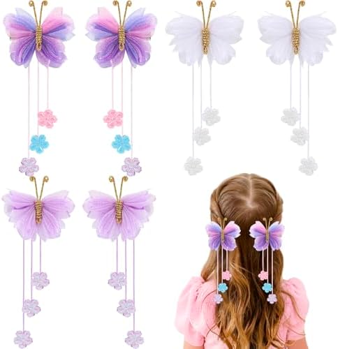 OAOLEER 6PCS Halloween Hair Bows for Girls, Yellow Purple Flower Hair Accessories by Oaoleer