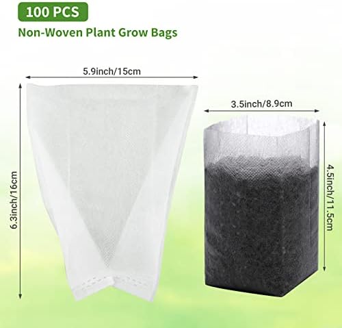 GREANER 100PCS Biodegradable Plant Bags, 5.9x6.3 inches Non Woven Seedling Bags for Planting, Garden Seed Starters Pouchs for Vegetables, Flowers, Indoors and Outdoor Use - Image 3