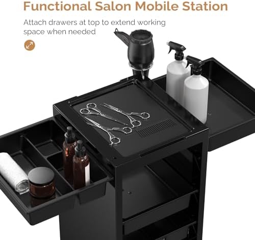 OmySalon Salon Trolley Cart with Wheels & 6 Drawers, Hair Cart Organizer for Stylist Hairdresser, Salon Cabinet Station for Barbershop Beauty Spa - Image 5