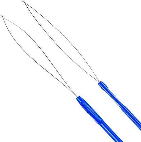 Zonon 10 Pcs Loop Needle Threader Tool for Hair Extension Bead,Blue - Image 2