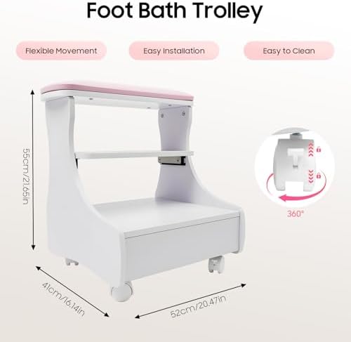 Pedicure Foot Rest Trolley with Wheels and Drawer - Image 2