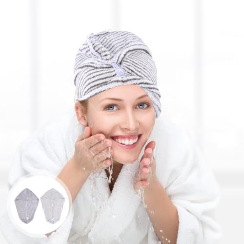 Women Hair Drying Towels 2 Pack Coral Fleece Wrap Cap for Long Hair - Image 7