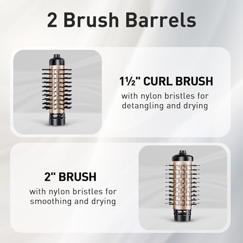Beautimeter Hair Dryer Brush 3-in-1 Hair Styler, Rotating Blow Dryer Brush with 2-Inch and 1.5-Inch Brushes - Image 5