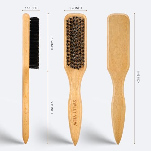 SWEET VIEW Boar Bristle Slick Back Hair Brush - Image 6