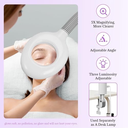 3 in 1 Facial Steamer,Professional Facial Steamer with 5X Magnifying LED Lamp, Esthetician Steamer with Hot & Cold Mist, Face Steamer On Wheels for Salon Spa Beauty Skin Care - Image 4