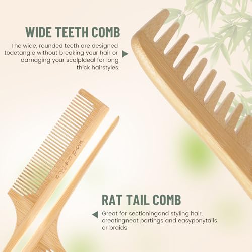 Boar Bristle Hair Brush Set, Bamboo Comb Set for Hair Growth - Image 5