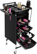 Salon Trolley Cart with Wheels & 5 Drawers, 6 Layer Salon Rolling Stations for Hair Stylist Rolling Storage Trolley w/ 2 Hair Dryer Holder Side Tray for Beauty Tattoo Hairdressing Beauty Equipment by Unknown
