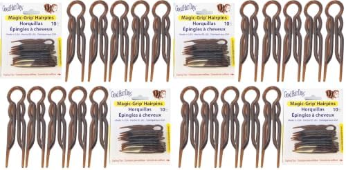 Good Hair Days Magic-Grip Hairpins - 2 1/2" U-Shaped Grip Hair Pins for Fine, Thick, Curly & Long Hair, Invisible Strong Hold Hair Styling Accessories, Set of 20, USA-Made (Tortoise Shell) (Pack of 2) by GoodHairDays
