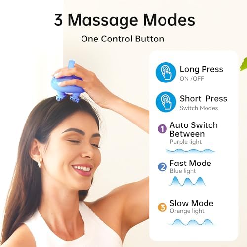 COMFIER Cordless Scalp Massager Hair Growth with 3 kneading Modes,Waterproof Head Massage with 8 Claws for Deep Cleansing,Body Cat Head Scratcher,Gift for Women - Image 5