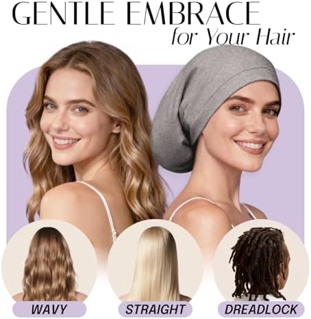 OLESILK Silk Sleep Bonnet for Curly & Long Hair, Adjustable Night Cap - Image 4