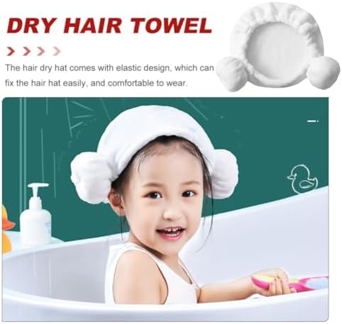 Healeved Cotton Hair Drying Turban for Elastic Heart Pattern White - Image 3