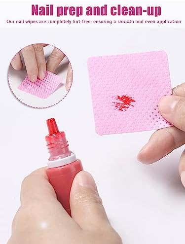 TEOYALL Lint Free Nail Wipes, 400 PCS Non-Woven Fabric Nail Cleaning Pads Pink Lash Extensions Glue Cleaning Wipes Salon Supplies - Image 4