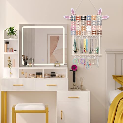 Headband Organizer Bow Holder for Girls Hair Bows Clips, Beige - Image 4