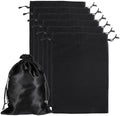 JIEYAO 6 Pieces Wig Bags with Satin Drawstring, Black Silk Wig Storage Bags Storage for Wigs Extension Bundle(Black) by Unknown