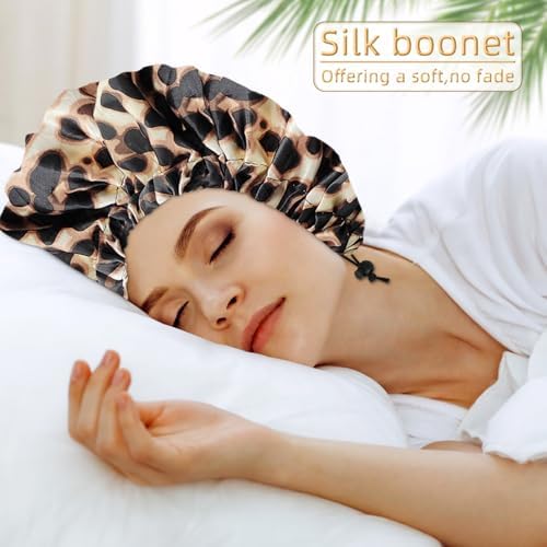 Edoneery Satin Bonnet for Sleeping Women, Double Layer Adjustable Sleep Cap - Image 3