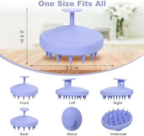 Meartchy Silicone Scalp Massager, Scalp Scrubber for Hair Growth with Soft Bristles, Scalp Exfoliator Brush Dandruff Removal Shampoo Brush for Wet Dry Scalp Care (Light Purple) - Image 2