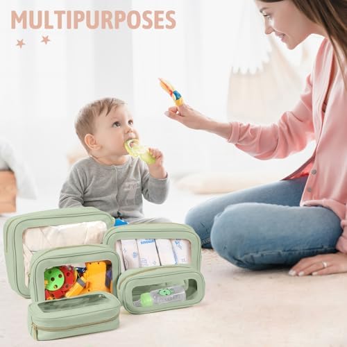 YOPCDJ 5PCS Diaper Bag Organizer Pouch Set, TSA Approved Toiletry Bag，Clear Waterproof TPU Makeup Bag Set Travel Organizer Bags for Women and Kids - Image 6