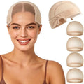 MEEZY Skin Color Lace Wig Grip Cap with 4 Pcs Stocking Hairnets for Women, Non-Slip Wig Caps with Grip Band for Lace Front Wig, Adjustable Elastic Headband Accessories for Secure Hold by MEEZY