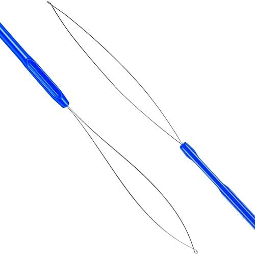Zonon 10 Pcs Loop Needle Threader Tool for Hair Extension Bead,Blue - Image 3