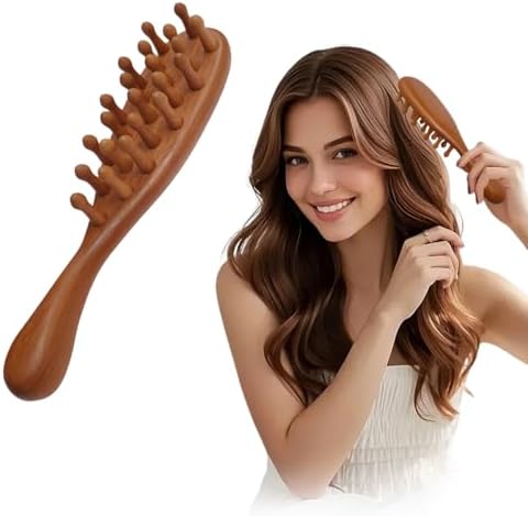 Wooden Scalp Massage Comb - Sandalwood Head Massager Tool, Gua Sha Brush for Women Men Hair Growth by iunxkmi