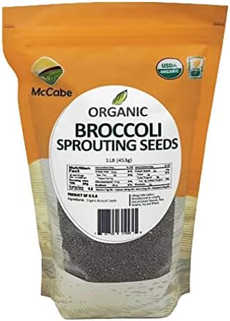 Organic Broccoli Sprouting Seeds for Microgreens - Organic Broccoli Seeds for Sprouting | Rich with Fiber & Minerals | USDA and CCOF Certified | Product of USA | 1Lbs by SeasonFood