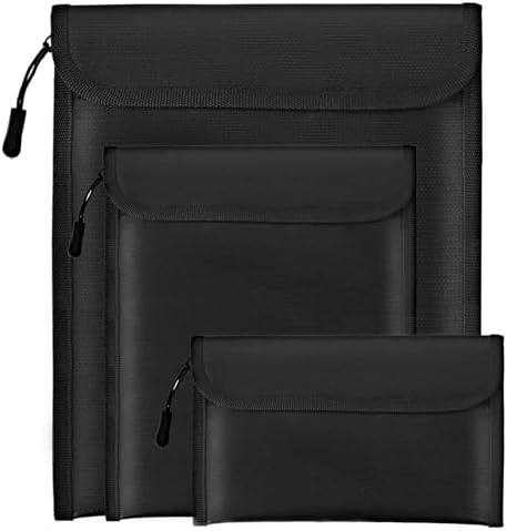 Lihengkong Fireproof Waterproof Document Bag 3-Pack Black 2000℉ Money Bag for Cash Passports ID Cards Social Security Card Protector Waterproof Zipper Pouch Fire Proof Bank Bag Document Holder by Unknown
