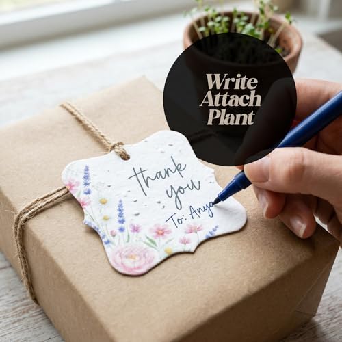 48 Plantable Square Thank You Tags, 4 Floral Designs - Image 5