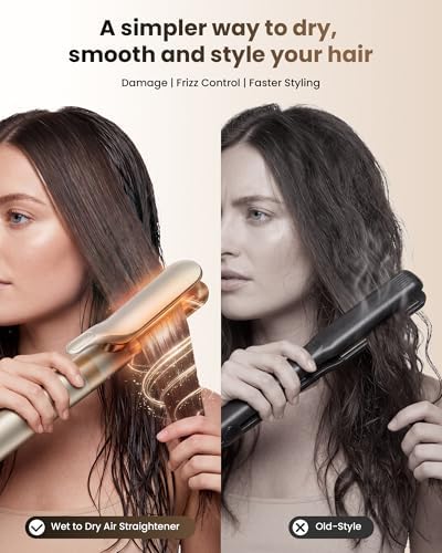 MESCOMB 6 in 1 Hair Dryer and Straightener, Hot Air Styler Wrap - Fast Drying, 1500W Air Dryer with Straightener, Frizz-Free Blowout Brush for Smoothing & Curling, Volumizing(Champagne) - Image 6