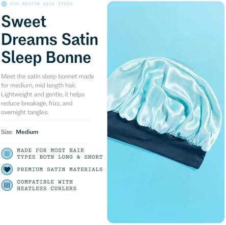 GIMME Beauty Sweet Dreams Satin Bonnet, Medium, Soft Blue, 1 Ct - Image 2