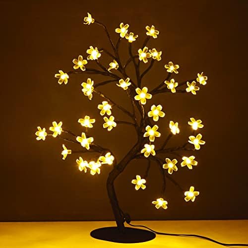 Cherry Blossom Tree Light,17inch 40LED Lighted Tabletop Artificial Flower Bonsai Tree Lamp USB Powered Gifts for Home Decor Room Office Party Wedding Christmas Decorations(Warm White) - Image 5