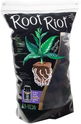 Root Riot Plant Starter Cubes Made from Sphagnum Peat Moss. Ideal for Cuttings and Seeds, Designed to Support Robust Root Development - 100 Cubes by Clonex%C2%AE