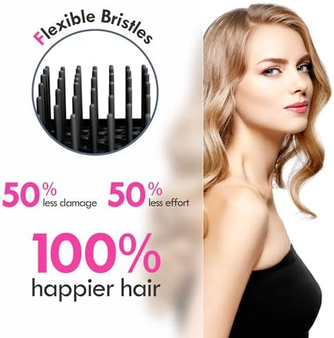Vented Detangling Hair Brush - 2 Pack Detangler Hairbrush for Effortless Tangle Removal - Ultra-Soft Bristles For Natural Curly Straight Wet Dry Damaged Hair for Women Men Kids Black & Lagoon - Image 3