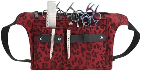VOCOSTE Hairdresser Scissor Bag, Barber Canvas Waist Pouch, Leopard Red by VOCOSTE