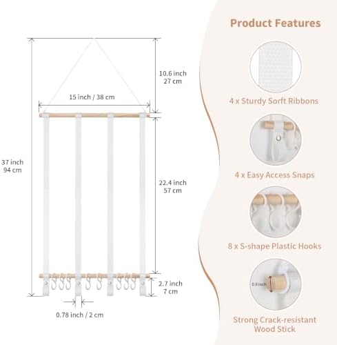 Hair Bow Organizer Holder for Girls Baby Headband Organizer, Beige - Image 2