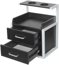 Bepritm Suspended Salon Station, Wall Mounted Salon Cabinet with 2 Drawers & Hair Dryer Stand, Wall Mounted Salon Storage Cabinet for Hair Salon, Bathroom, Bedroom (Black+Silver) by Unknown