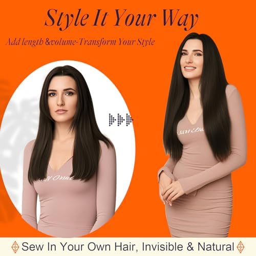 Full Shine Sew In Weft Human Hair Extensions Dark Brown 22 Inch 105g - Image 5