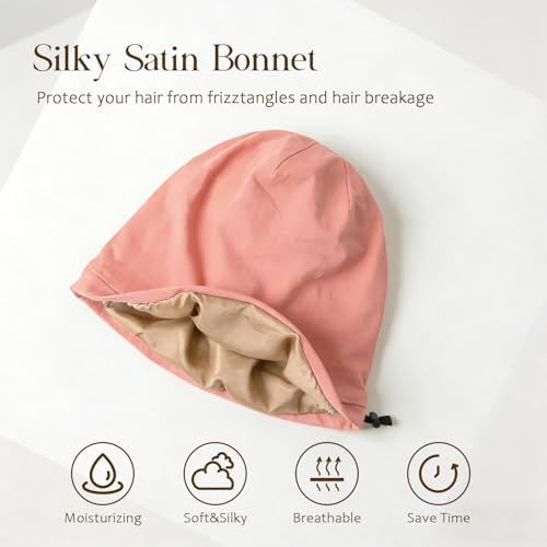 2 Pcs Adjustable Silk Hair Bonnet for Sleeping, Satin Lined Sleep Cap for Women and Men, Silk Hair Wrap Slouch Beanie. - Image 2