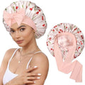 CHLINS Double Layer Satin Bonnet for Sleeping, Hair Bonnet for Curly Hair by CHLINS
