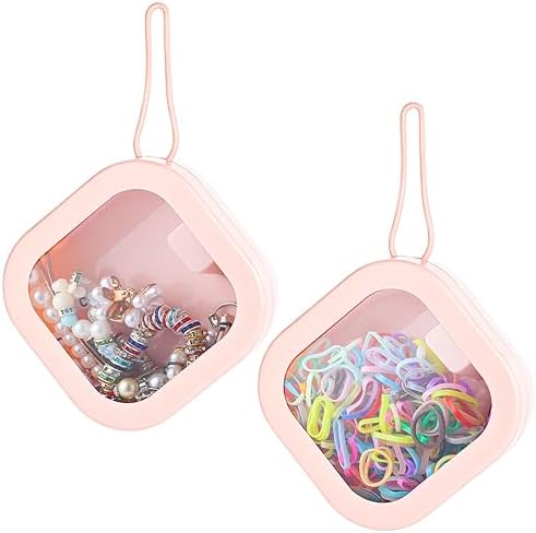 Prudiut 2-Pack Hair Tie Organizer Box for Girls Women, Pink by Prudiut