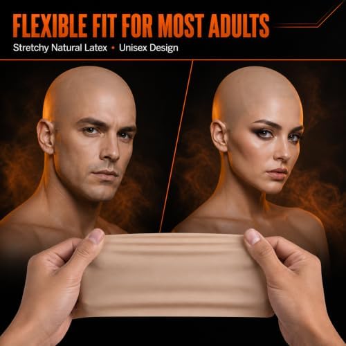 Latex Bald Cap for Adults, Realistic Nude Costume Cap - Image 4